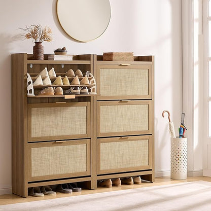 SICOTAS Rattan Shoe Storage Cabinet