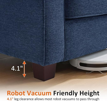 MCombo 67.7" Loveseat Sofa, 2-Seater Small Couch for Small Spaces, Classic Rolled Arm Upholstered Sofa with Solid Wood Legs for Living Room, Removable Cover, Chenille Fabric VE730 (Navy Blue)