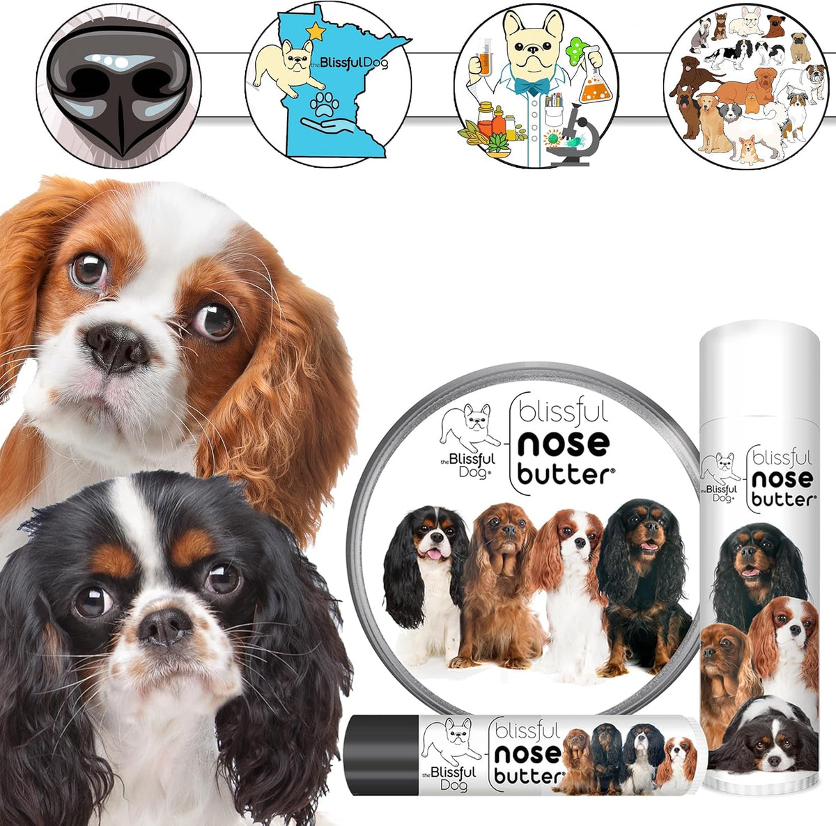 The Blissful Dog Cavalier King Charles Spaniel Unscented Nose Butter - Dog Nose Butter, 4 Ounce