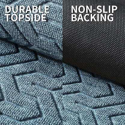 Yimobra Large Door Mat Outside Entrance 36x24, Waterproof Heavy Duty Outdoor Mats for Front Door, Non Slip Rubber Entry Mat for Garage Patio Indoor, Easy Clean, Mix Blue