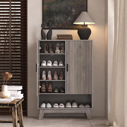 4-Tier Fluted Shoe Cabinet