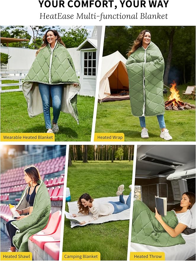 Heated Blanket Battery Operated, 12V Portable Wearable Heated Shawl Poncho