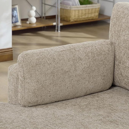 KEIKI 60" Chaise Lounge Chair Indoor, Modern Deep Seat Sofa Bed, Corduroy Couch with Cushions, Single Sleeper Chair for Living Room, Bedroom, Apartments, Taupe (Left Side)