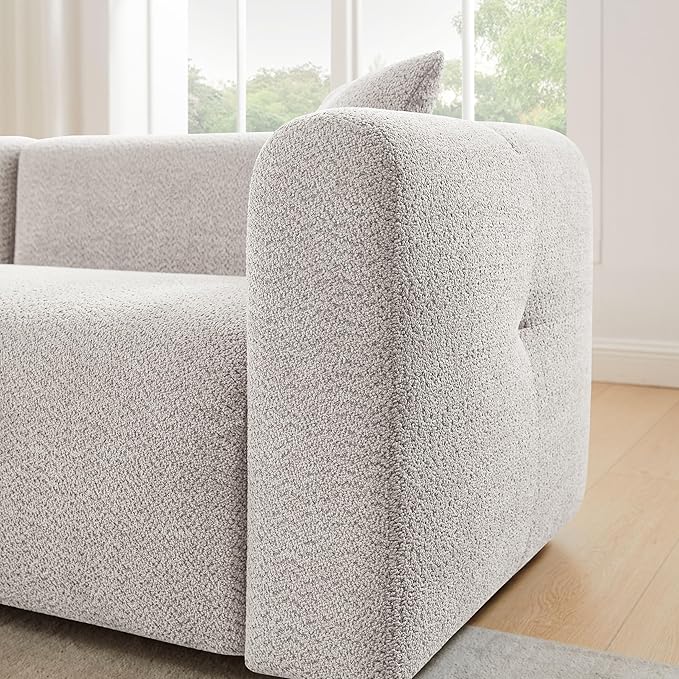 VANOMi Modular Sectional Sofa Set Oversized Cloud Couch with 95" Sofa & 42" Armchairs Living Room Furniture Set Boucle Upholstered Oversized Couch with Pillows 1 Sofa+2 Chairs