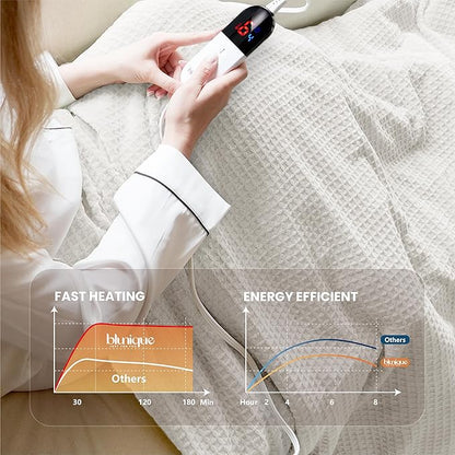 Heated Blanket Electric Throw Waffle, 50x60 Inches Sherpa Fleece Fast Heating
