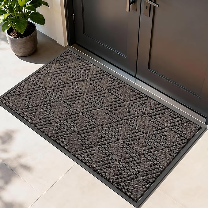 Yimobra Extra Large Door Mat 60x36, All-Weather Waterproof Non-Slip Welcome Matt Outdoor, Heavy Duty Non Slip Doormat for Entryway for Patio and Garage Indoor, Easy Clean, Brown