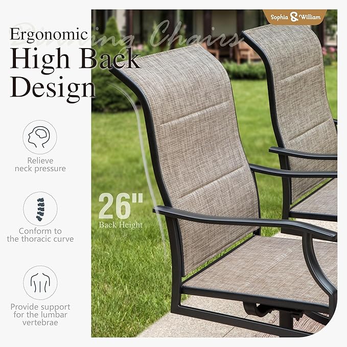Sophia & William 9 Piece Outdoor Patio Dining Set, Patio Furniture Set with 8 Swivel High Back Patio Dining Chairs and Expandable Metal Table, Textilene Fabric for Backyard, Poolside, Balcony