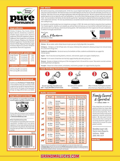 GrandmaLucy Pureformance Freeze Dried Grain Free Chicken Recipe Dog Food 1 Lbs