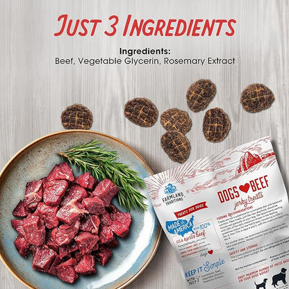 Farmland Traditions Dogs Love Beef Jerky Dog Treats with Only 3 Ingredients and No Fillers, 2.5 Pound Bag