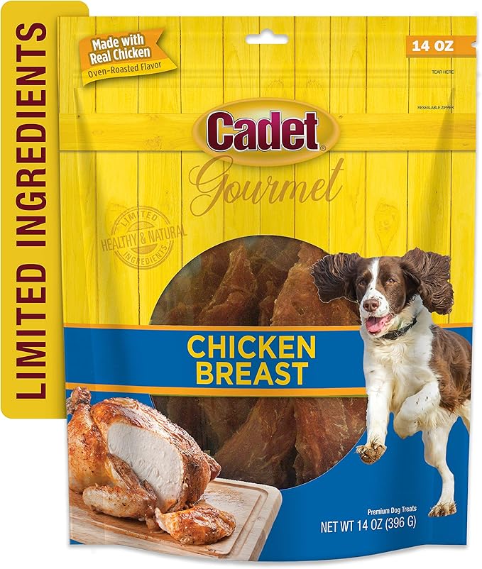 Cadet Gourmet Chicken Breast Dog Treats - Healthy & Natural Chicken Dog Training Treats for Small & Large Dogs - Inspected & Tested in USA (14 oz.)