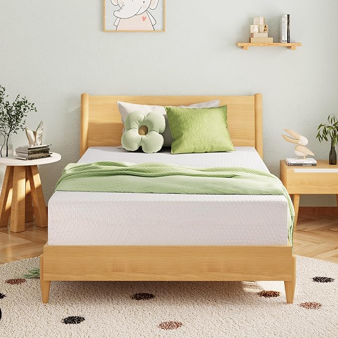 EGOHOME Twin Size Memory Foam Mattress, 10 Inch Bed Mattress in A Box with Cooling Green Tea Gel, Relieve Pressure with Medium Support, CertiPUR-US Certified, 75''L x 38''W, White