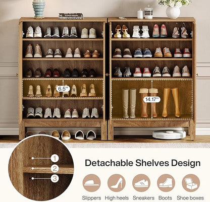 Tribesigns Shoe Cabinet with Doors, 5-Tier Shoe Storage Cabinet with Adjustable