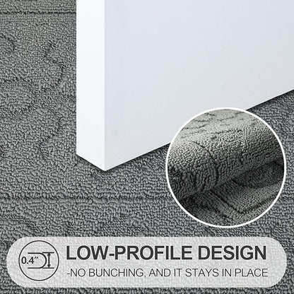 FONEYI Indoor Door Mat, Front Back Door Mat 32"x40" Non-Slip Rubber Backing Door Rug, Machine Washable Entry Rug, Low Profile Absorbent Dirt Trapper Doormat Inside Floor Mats for Entryway, Light Grey