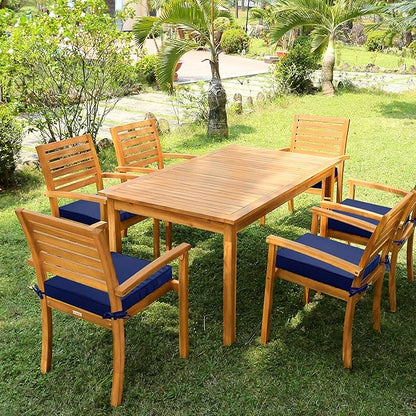 Outdoor Chair Cushions 16 x 17 Inch, Set of 6, Waterproof Patio Chair Cushions with Tie 5 Year Color Fastness Thick Outdoor Seat Cushion for Garden Lawn Patio Furniture Navy