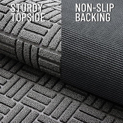 OLANLY Front Door Mat Outside Entrance 33x21, Absorbent, Heavy Duty Sturdy Natural Rubber Doormat Indoor Outdoor, Stain and Fade Resistant, Non-Slip Backing Low Profile Floor Mat for Entryway, Grey