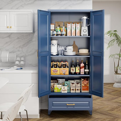 75" Tall Metal Storage Cabinet, Kitchen Pantry Storage Cabinets
