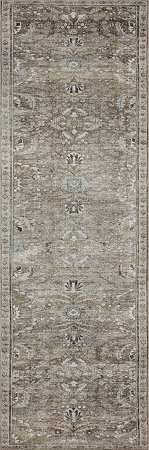 Loloi Layla Collection LAY-13 Antique/Moss 3'-6" x 5'-6" .13" Thick Accent Rug, Soft, Durable, Vintage Inspired, Distressed, Low Pile, Non-Shedding, Easy Clean, Printed, Living Room Rug
