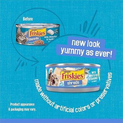 Purina Friskies Shreds With Whitefish and Sardines in Sauce Wet Cat Food - (Pack of 24) 5.5 oz. Cans