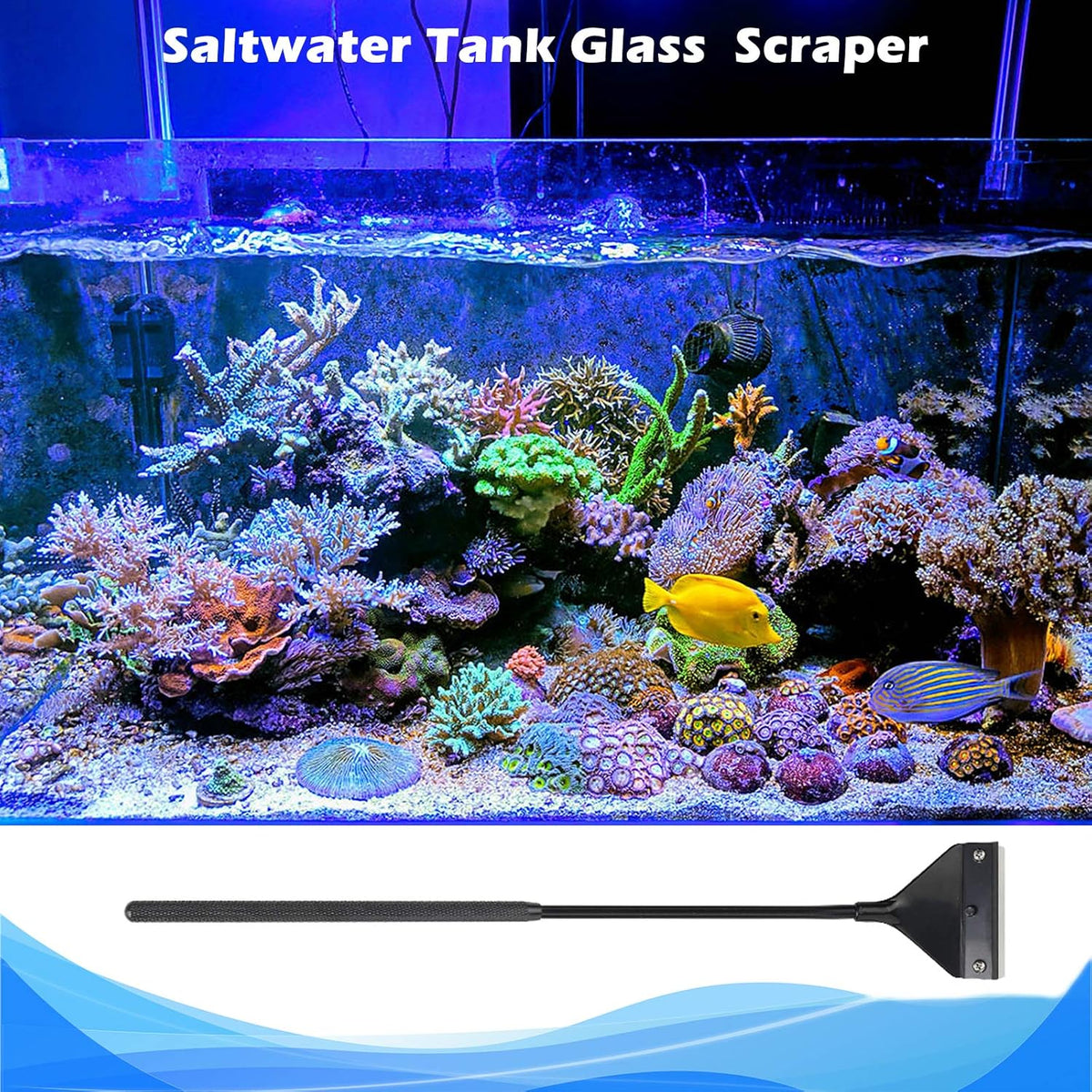 Algae Scraper for Glass Aquariums, Fish Tank Cleaner, Aquarium Algae Scrapers with 10 Stainless Steel Blades.