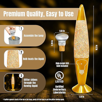 Jambo 16-Inch Rainbow Glitter Lamp I Beautiful Liquid Lamp I Entertaining for Adults and Kids I Perfect Holiday Gift