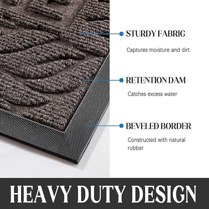 Yimobra Large Welcome Mat 60x36, Waterproof Non-Slip Outdoor Mats for Front Door Outside Entrance, Low-Profile Entryway Mat Indoor for Garage Patio, Brown