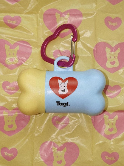 Tagi. The Fruits of Love Dog Poop Bag Rolls with Dispenser, Portable Pet Waste Bags for Dog Walking, Leak Proof and Extra Thick, 1 Seasalt Poop Bag Holder and 8 Roll Bags