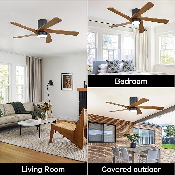 WINGBO 54 Inch Flush Mount DC Ceiling Fan