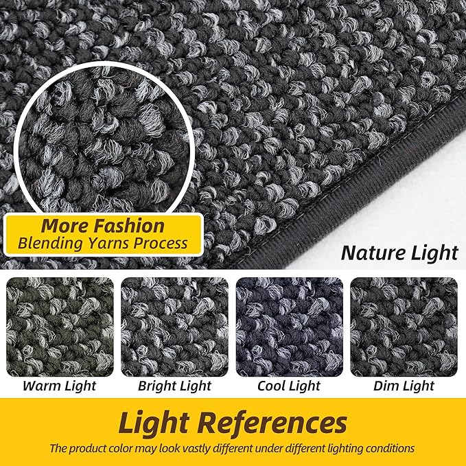 JSEI Dirt Trapper Door Mat 24"x36" Non-Slip Washable Entrance Mat, Dog Doormats, Absorbent & Fade-Resistant Floor Mats, Low Profile Welcome Mats for Entryway, Front Door, and Inside Entrance, Charcoal