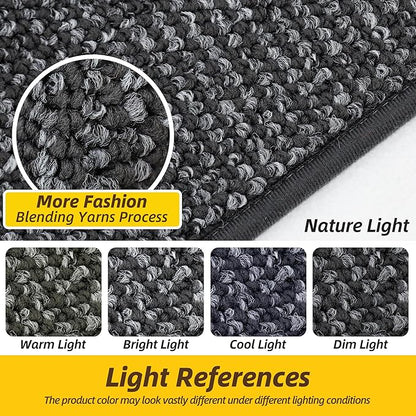JSEI Dirt Trapper Door Mat 24"x36" Non-Slip Washable Entrance Mat, Dog Doormats, Absorbent & Fade-Resistant Floor Mats, Low Profile Welcome Mats for Entryway, Front Door, and Inside Entrance, Charcoal
