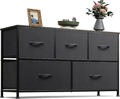 WLIVE Dresser for Bedroom with 5 Drawers, Wide Chest of Drawers, Fabric Dresser