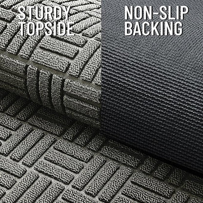 OLANLY Front Door Mat Outside Entrance 59x34, Absorbent, Heavy Duty Sturdy Natural Rubber Doormat Indoor Outdoor, Non-Slip, Stain and Fade Resistant, Low Profile Floor Mat for Entryway, Modern Gray