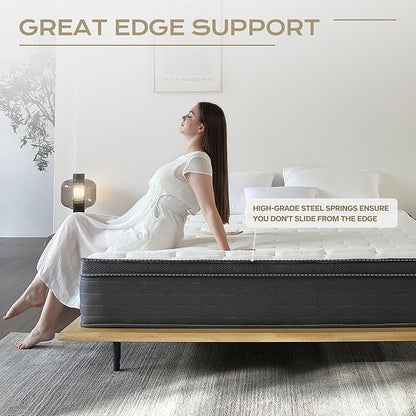Hybrid Mattress Full Size, 12 Inch Full Soft Mattresses with Hybrid Medium Bed Mattress in a Box Pressure Relief & Supportive, Breathable Fabric