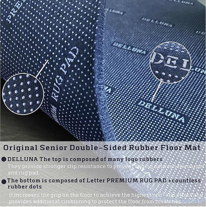 DELLUNA Non-Slip Area Rug Pad 3/8" Thick 2'x8' Double Side Rubber + Felt, Premium Deluxe Cushioned- Safe for All Floors, Adds Comfort and Protection, Ultra Strong Grip, Stop Rug from Moving.