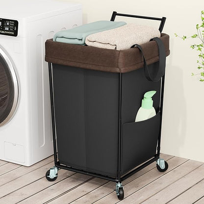 Mefirt 160L Laundry Hamper with Wheels and Handle, 2 Section Large Rolling Laundry Basket Bag with Wheels, Clothes Hamper Cart for Laundry, Bedroom, Bathroom and Dorm
