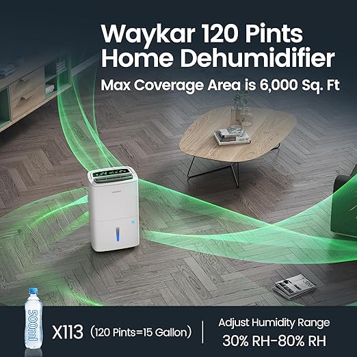 Waykar 120 Pints 2025 Energy Star Home Dehumidifier