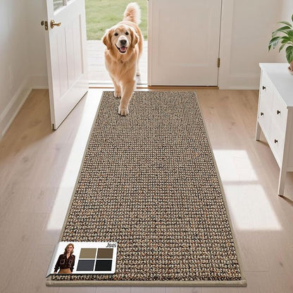 JSEI Dirt Trapper Door Mat 24"x60" Non-Slip Washable Entrance Mat, Dog Doormats, Absorbent & Fade-Resistant Floor Mats, Low Profile Welcome Mats for Entryway, Front Door, and Inside Entrance, Taupe