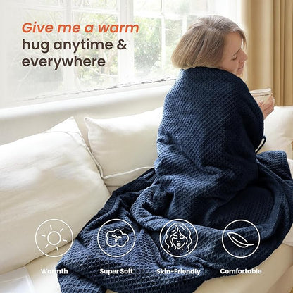 Heated Blanket Electric Blanket Twin Waffle, 62x84 Inches Sherpa Fleece Fast