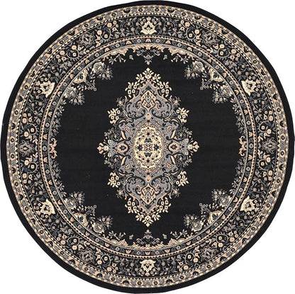 Unique Loom Reza Collection Traditional Persian Style Area Rug, 8' 0" x 8' 0", Black/Beige