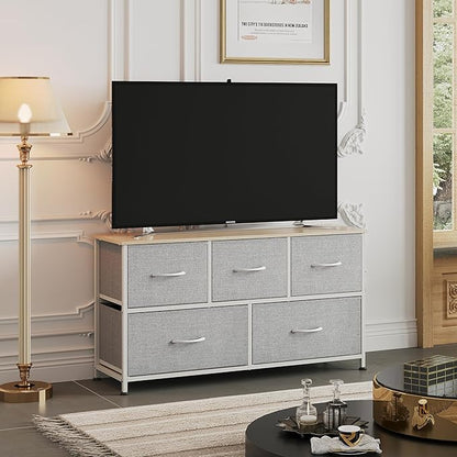 WLIVE Dresser for Bedroom with 5 Drawers, Wide Chest of Drawers, Fabric Dresser