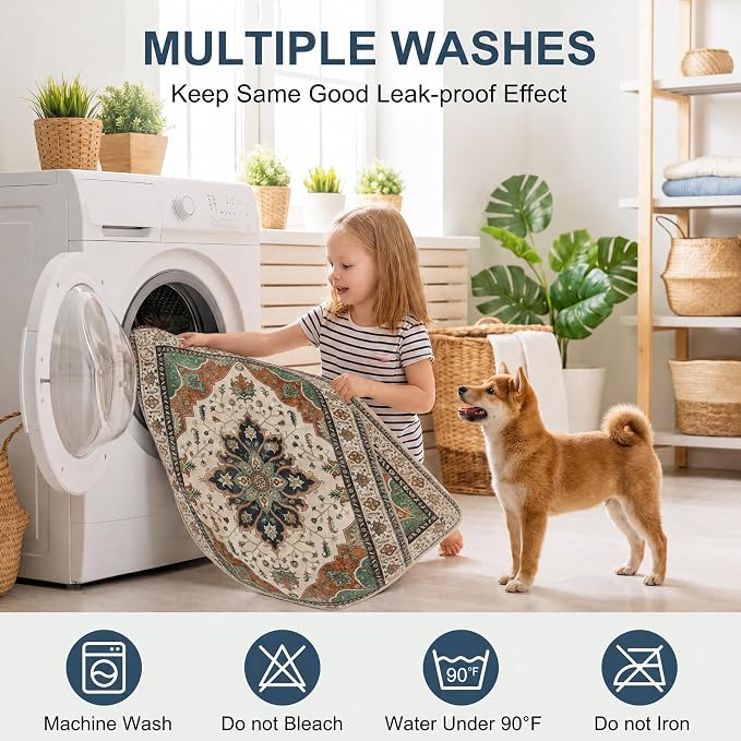 Washable Pee Pads for Dogs,Great Urine Absorbent Reusable Puppy Training Pads,Waterproof,Leak-Proof & Non-Slip Potty Pads for Whelping,Crate,Playpen,Bed.(Dark Teal Floral,48"x48")