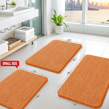 Arotive Bathroom Rugs 30x20, Extra Soft Absorbent Shaggy Chenille Bath Rugs, Machine Washable Rubber Backing Non-Slip Bath Mats for Bathroom Floor Tub and Shower, Home Decor Accessories, Coral