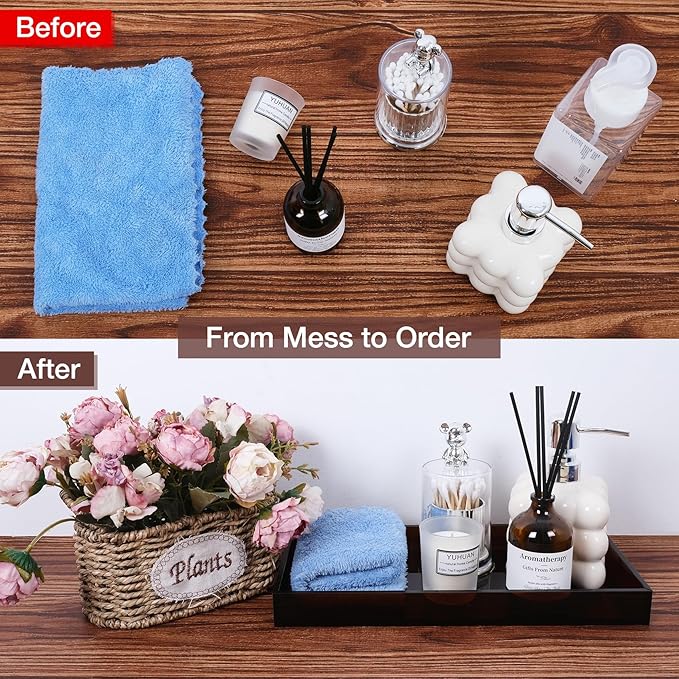 Acrylic Tray 5mm Thicken for Vanity Makeup, Perfume, Jewelry Holder, Napkin, Amber 12x6''Decorative Serving Tray for Bathroom, Toilet Tank, Sink Countertop, Living Room,Dresser, Coffee Table