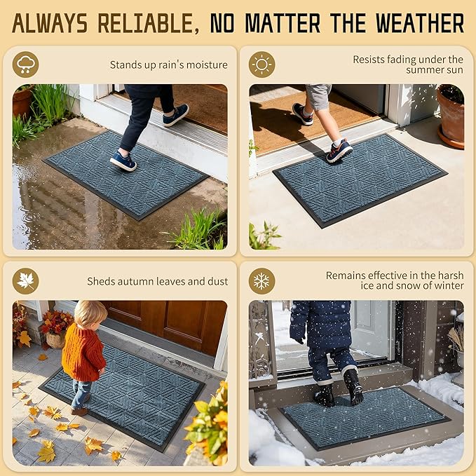 Yimobra Large Door Mat 47x24, All-Weather Waterproof Non-Slip Welcome Matt Outdoor, Heavy Duty Non Slip Doormat for Entryway for Patio and Garage Indoor, Easy Clean, Mix Blue