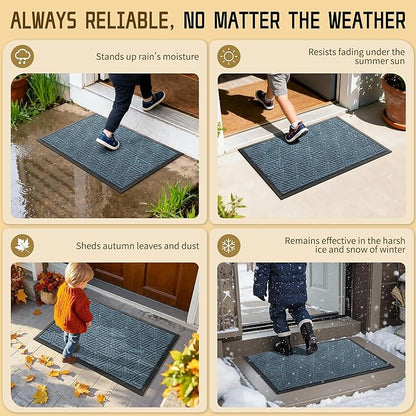 Yimobra Large Door Mat 47x24, All-Weather Waterproof Non-Slip Welcome Matt Outdoor, Heavy Duty Non Slip Doormat for Entryway for Patio and Garage Indoor, Easy Clean, Mix Blue