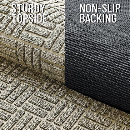 OLANLY Front Door Mat Outside Entrance 47x32, Absorbent, Heavy Duty Sturdy Natural Rubber Doormat Indoor Outdoor, Stain and Fade Resistant, Non-Slip Backing Low Profile Floor Mat for Entryway, Beige