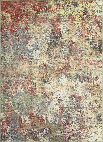Washable Area Rug for Living Room: 6x9 Modern Abstract Neutral Soft Rug for Bedroom Dining Room No Slip Low Pile Carpet for Nursery Home Office - Red/Ivory