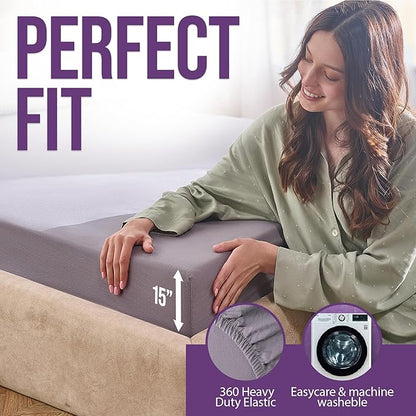 Earth Grounding Sheets Queen Size with 12% Silver Fiber & 4% Silk & 84% Cotton - Gray - SGS Quality Certified Grounded Well Bed Sheet - Conductive Fitted Sheet for Better Sleep