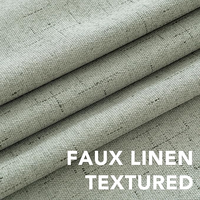 H.VERSAILTEX Linen Blackout Curtains 45 Inches Long 100% Absolutely Blackout