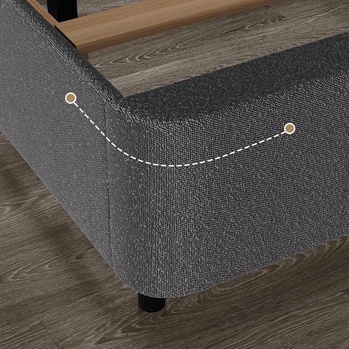 HOMBCK Queen Bed Frame with Headboard, Boucle Upholstered Soft Platform Bed Frame Queen Size with Thickened Footboard, Rounded Corners Design, No Box Spring Required, Easy Assembly, Grey