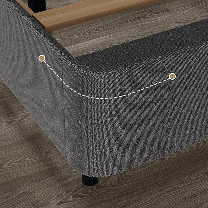 HOMBCK Queen Bed Frame with Headboard, Boucle Upholstered Soft Platform Bed Frame Queen Size with Thickened Footboard, Rounded Corners Design, No Box Spring Required, Easy Assembly, Grey